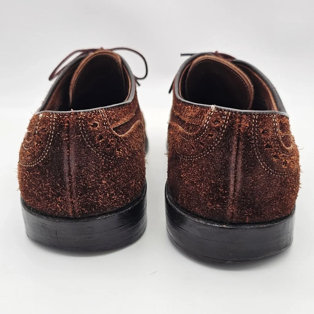 Allen Edmonds McAllister Wingtip Shoes Mens 10 B Brown Suede Brogue Handmade USA